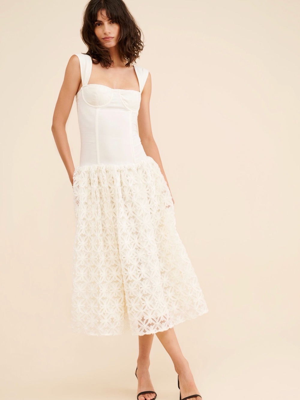 NEW WeWoreWhat Corset Lace Skirt Midi Dress